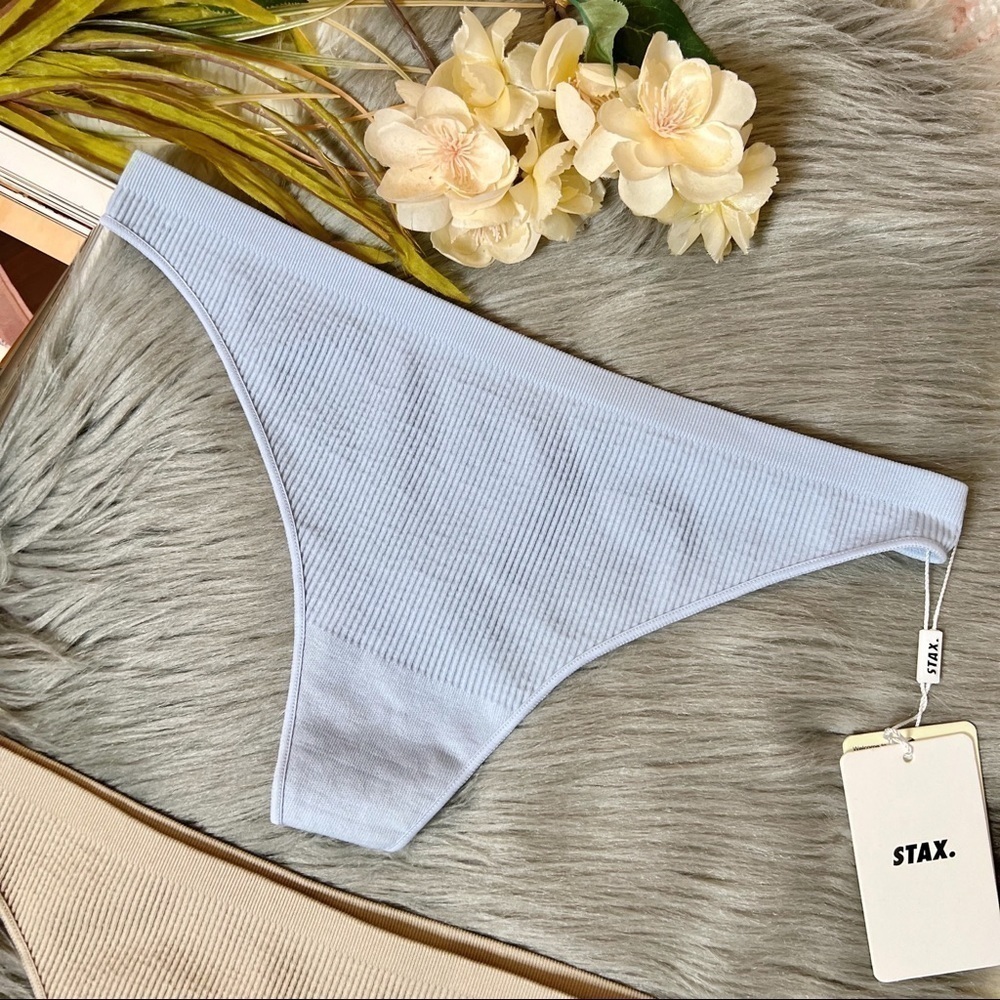 NWT STAX TWO Seamless Tan & Blue Thong Women’s Workout Underwear Sz 2X - Picture 2 of 8